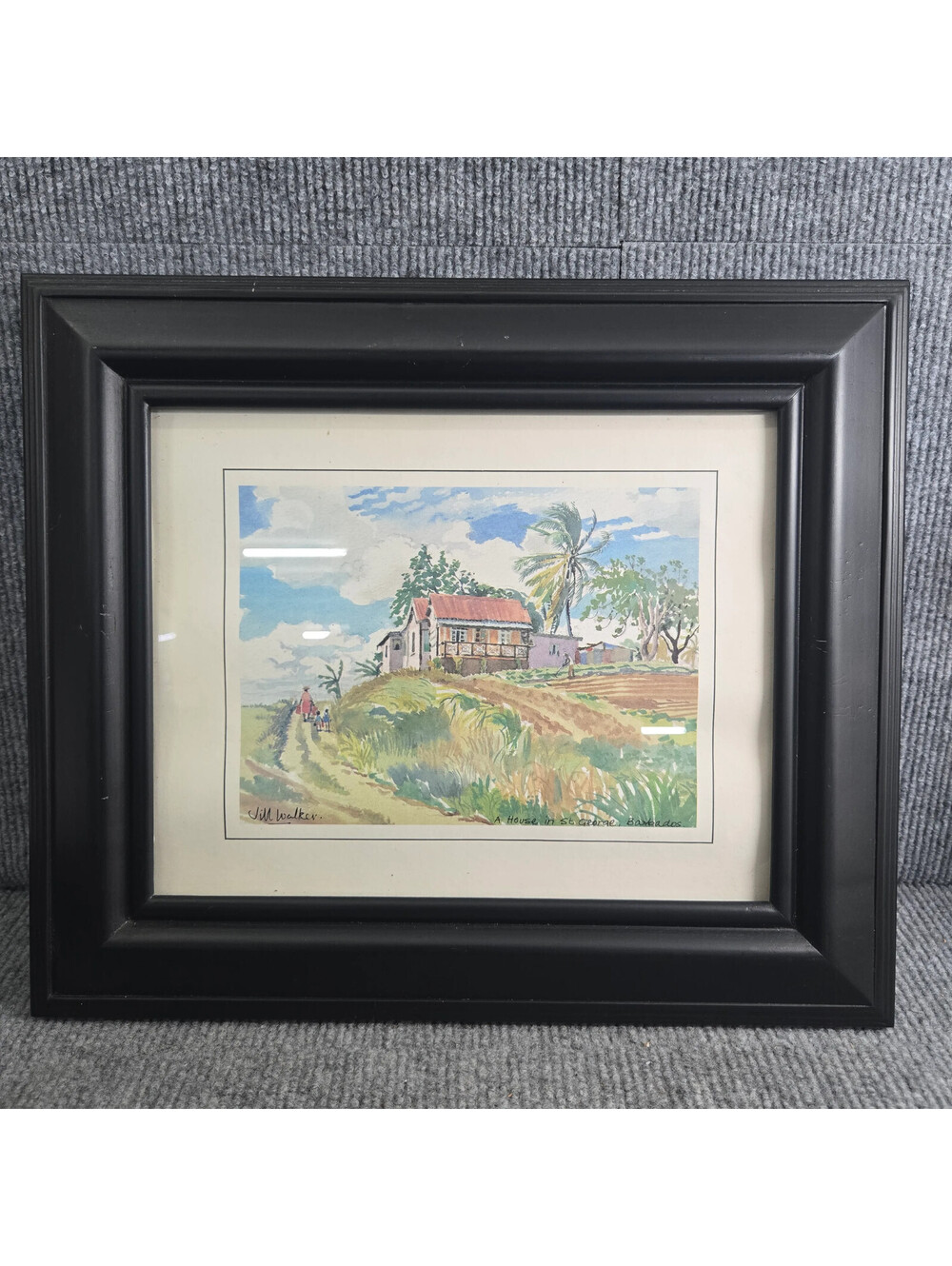 Jill Walker Watercolor Painting A House in St George Barbados Framed Art